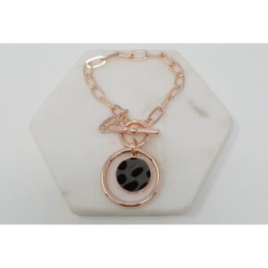 Rose Gold Plating With Grey Hairon Fob Bracelet