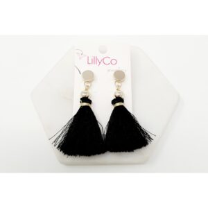 Gold With Black Tassel Earring