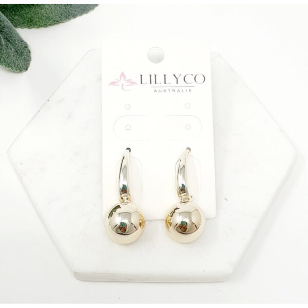 Gold Drop Ball Earrings