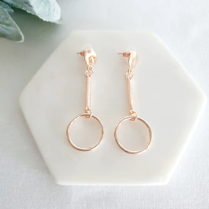 Rose Gold Drop Ring Earring