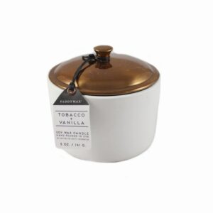 Hygge 5oz. White Ceramic With Lid Tobacco Vanilla