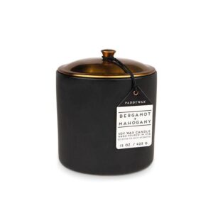 Hygge 15oz. Black Ceramic With Lid Bergamot Mahogony