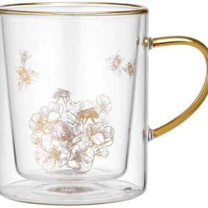 Honey Bee Glass Double Walled Mug