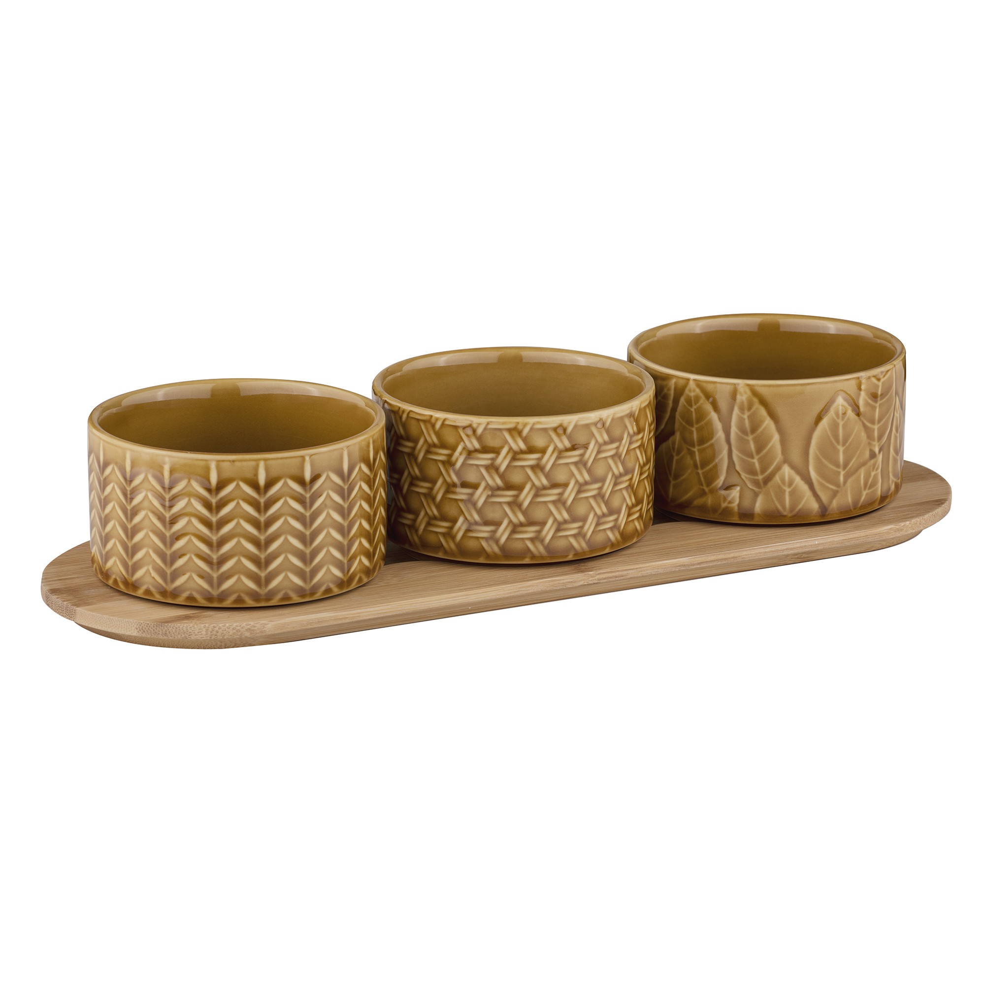 Heath Caramel 4pc Bowl & Tray Set