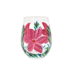 Lily Stemless Glass Hand Painted