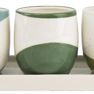 Avery Planters On Tray Blue, Green, Oil
