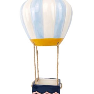 Retro Hot Air Balloon Hanging Planter Blue