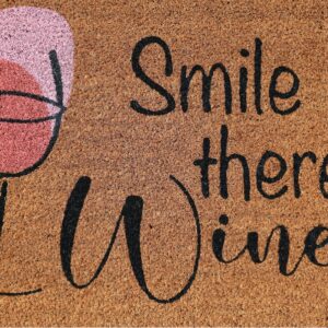 Smile There's Wine Doormat Black 45x75cm