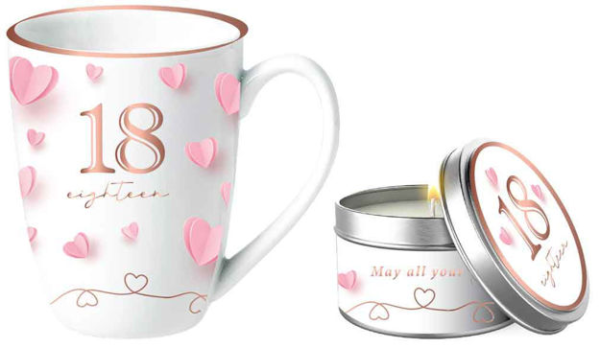 18th Gift Set Ceramic Mug And Candle