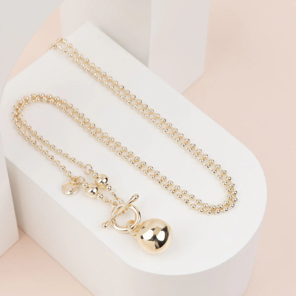 Silver&gold Ball& Fob Necklace