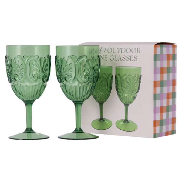 Picnic Spring Floral Set Of 2 Outdoor Wine Glasses