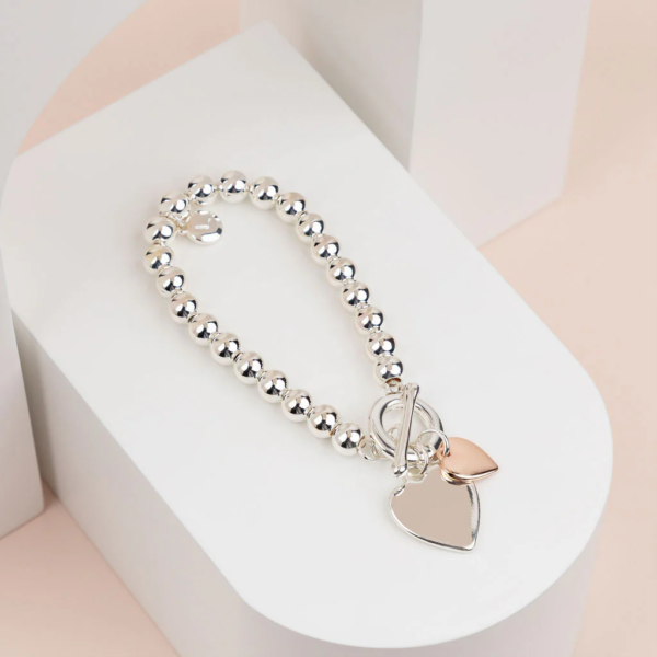 Silver & Rose Gold 2 Heart Bracelet