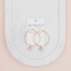 Gold Hoop & Crystal Earrings