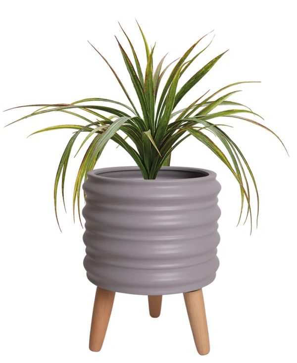 Modern Rippled Grey 33cm Planter Pot