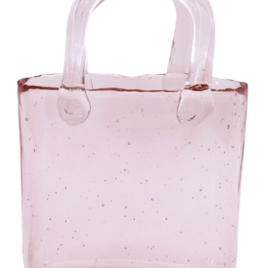 Plain Handbag Glass Vase Pink