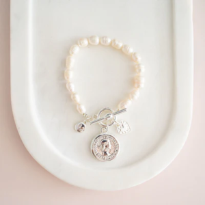 Silver Coin & Fresh Water Pearl Baacelet
