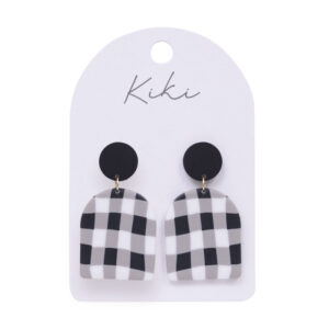 Kiki Black & White Gingham Earrings