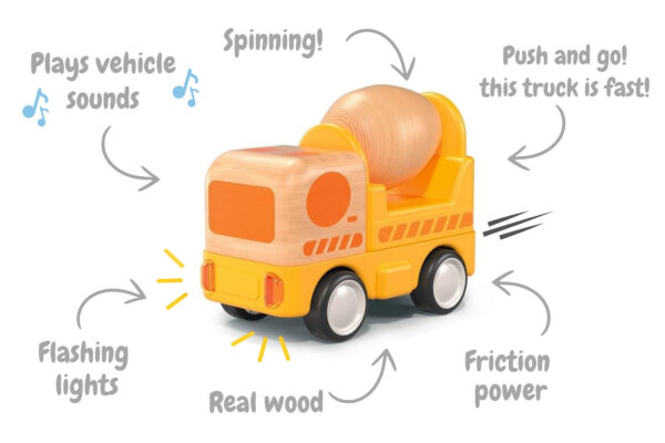 Wooden Friction Truck Concerte Mixer With Sound And Light