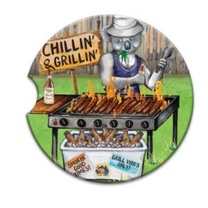Ceramic Car Coaster - Chillin' And Grillin'