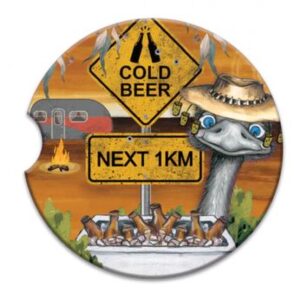 Ceramic Car Coaster - Cold Beer 1km