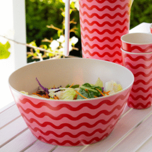 Summer Waves Bamboo Melamine Salad Bowl