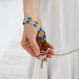 Teacher Diamond Fabric Wristlet Keychain