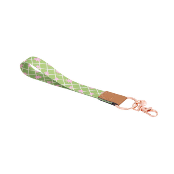Teacher Green Daisy Fabric Wristlet Keychain