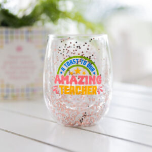 Teacher Amazong Glitter Wine Glass