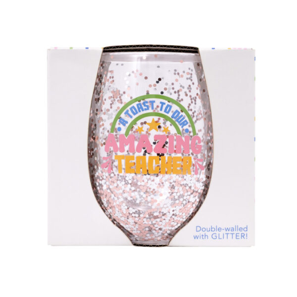 Teacher Amazong Glitter Wine Glass