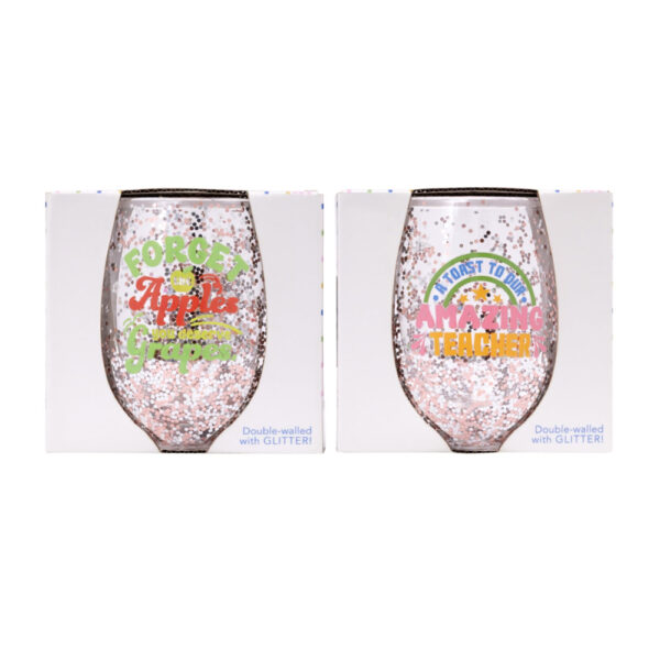 Teacher Amazong Glitter Wine Glass