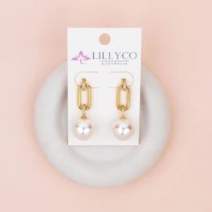 Stunning Yellow Gold With Crystal & Pearl Earrings