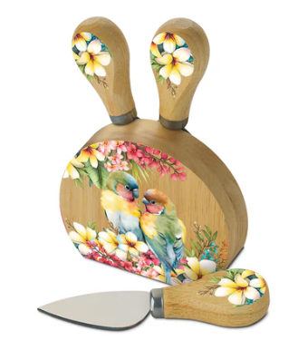 Ckb51 Paradise Love Birds Cheese Knife Block