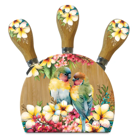 Ckb51 Paradise Love Birds Cheese Knife Block