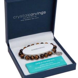 Tol Gold Tiger Eye Tree Of Life Charm 10mm Bead