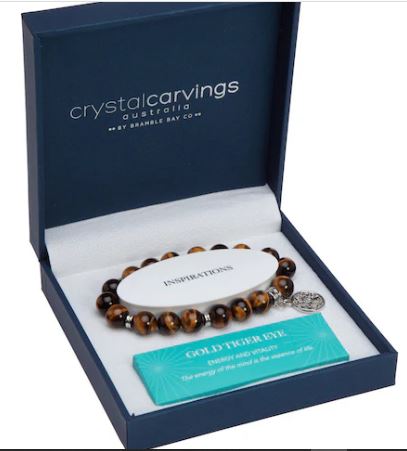 Tol Gold Tiger Eye Tree Of Life Charm 10mm Bead