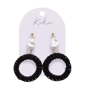 Kiki Pearl Black Rounds Earrings