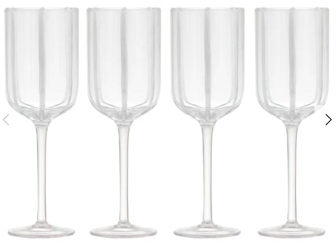Stripe White 4pk Wine Glass