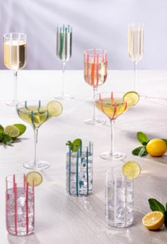 Stripe Teal 4pk Wine Glass