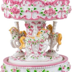 Carousel Sweet Rose Canopy Musical Horses