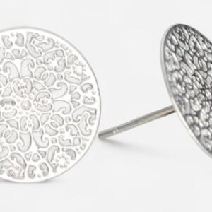 Fine Silver Lace Disc Earring
