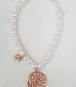 Pearl And Rose Gold Pendant Bracelet