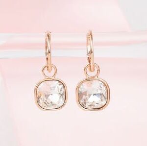Fine Rose Gold Square Cubic Zirconium Earring