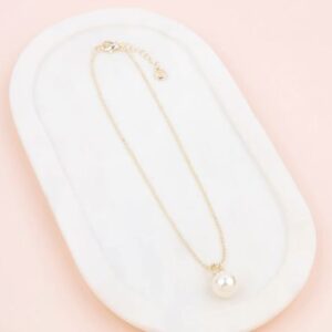 Short Light Gold Single Drop Pearl Necklace
