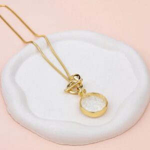 Yellow Gold Lots Of Crystal Pendant Short Necklace