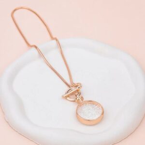 Rose Gold Lots Of Crystal Pendant Short Necklace