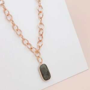 Short | Grey Stone Pendant Necklace