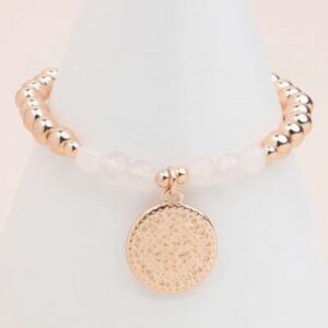 Rose Gold Disc & Rose Quartz Bracelet
