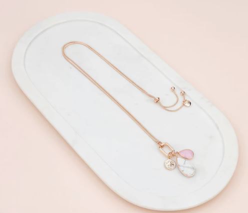 Rose Gold Pink & Ho White Charm Necklace
