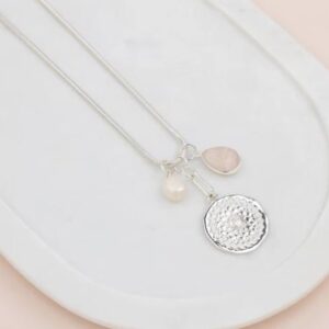 Silver Pattern Disc, Pearl, Pink Long