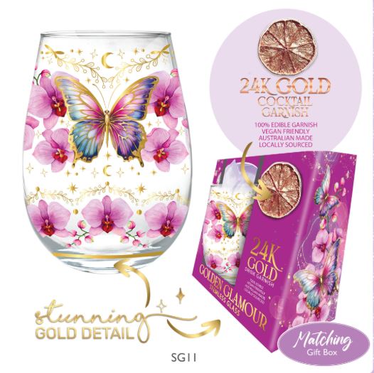 Stemless Glass - Butterfly Orchids